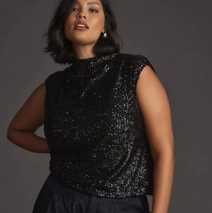 Black Sequin Sleeveless Top